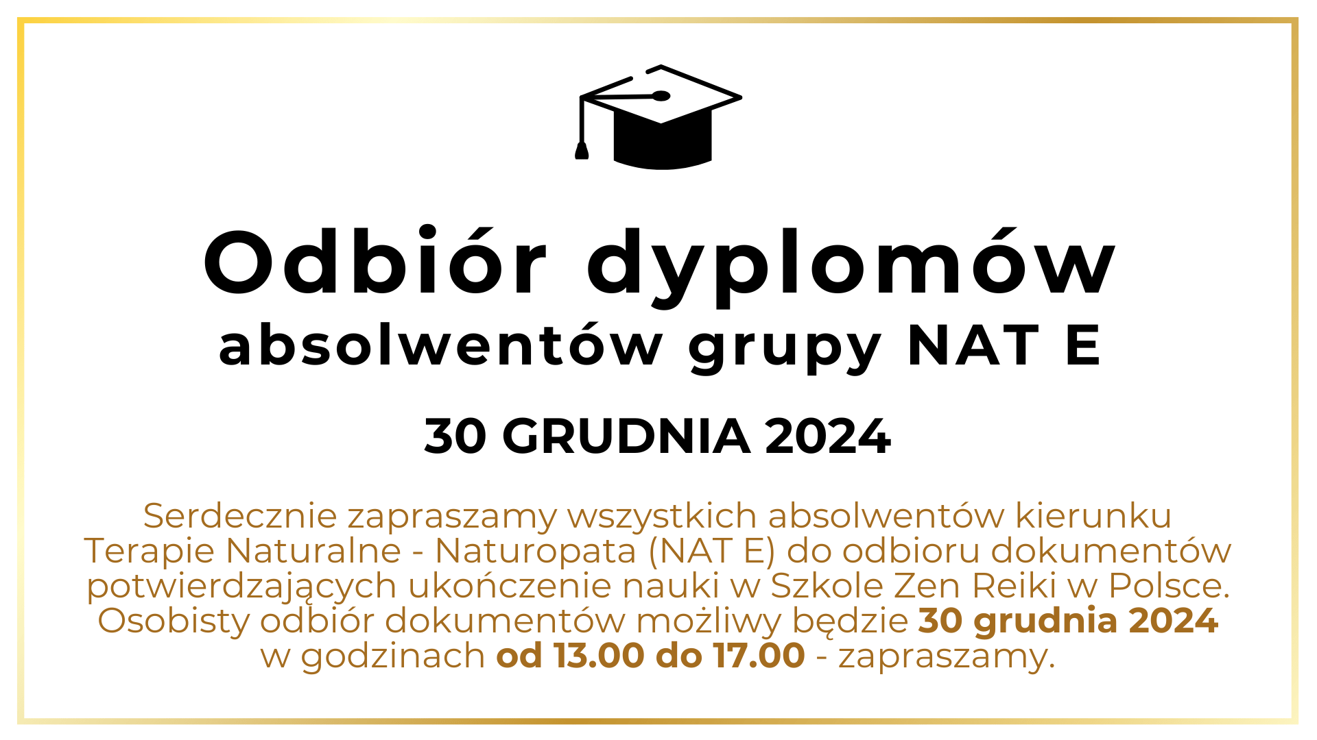 Odbiór dokumentów NATUROPATA 2024 - ukończenie szkoły